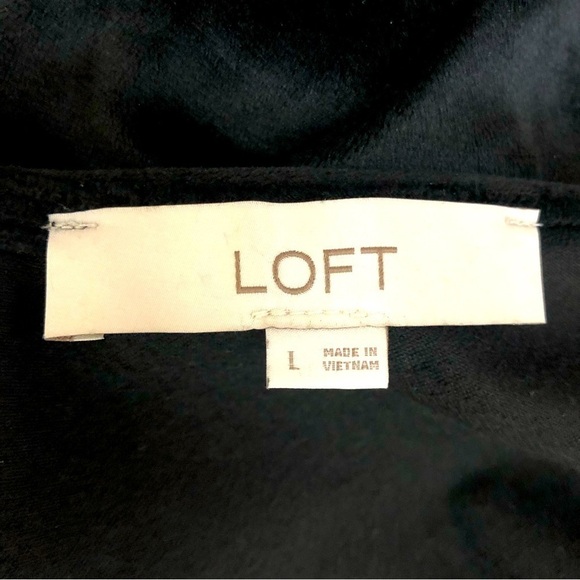 Loft black velvet long sleeve rhinestone bead dress tie at back neck size large - Picture 8 of 11